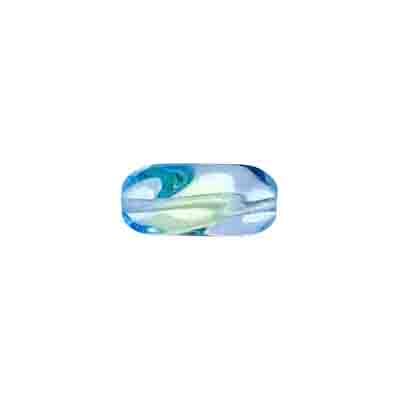 Glass 13x7mm Twisted Rectangle Transparent Blue/Green Two Tone