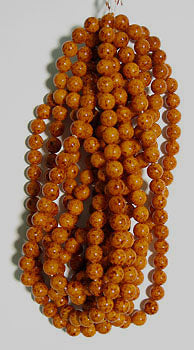 Glass Bead Round 8mm Amber Matrix Strung