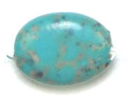 Glass Bead 12x9mm Flat Oval Turquoise With Silver Matrix Strung