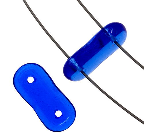 Glass Bead 2-Hole Spacer 4x16 Sapphire Strung