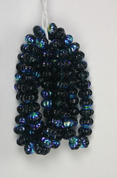 Glass Bead Ribbed 8x11mm Transparent Strung