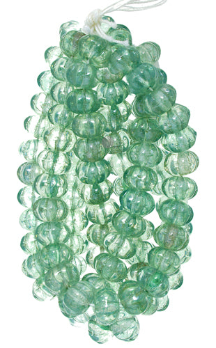 Glass Bead Ribbed 8x11mm Transparent Strung