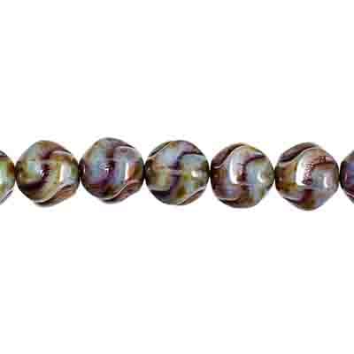 Glass Bead Round Fancy 6mm Luster Strung
