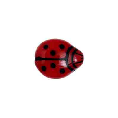 Glass Bead Ladybug 14x11mm Opaque Dark Red/Black Painted