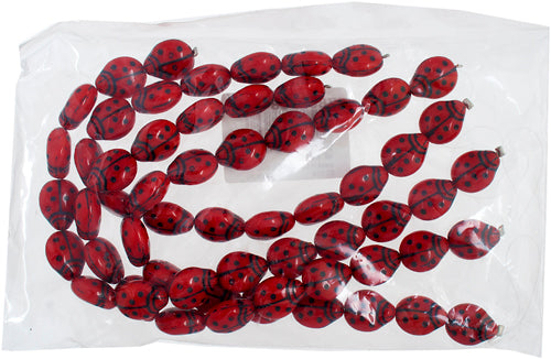 Glass Bead Ladybug 14x11mm Opaque Dark Red/Black Painted