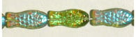 Glass Bead Fish 14x7mm Green AB Strung