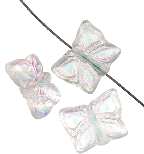 Glass Bead Butterfly 15x12mm with Top Hole Aurora Borealis