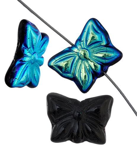 Glass Bead Butterfly 15x12mm with Top Hole Aurora Borealis