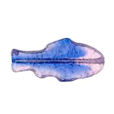 Glass Bead Fish 28x13mm Blue/ Pink Strung
