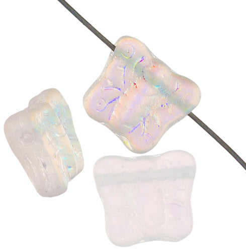 Glass Bead Butterfly 12mm Matte AB with Side Hole