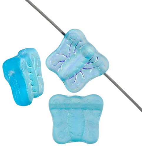 Glass Bead Butterfly 12mm Matte AB with Side Hole