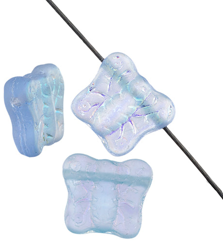 Glass Bead Butterfly 12mm Matte AB with Side Hole