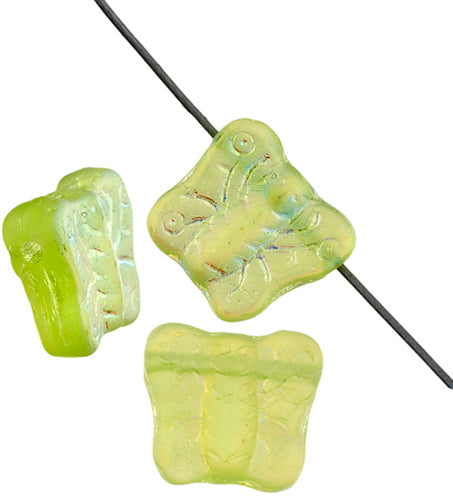 Glass Bead Butterfly 12mm Matte AB with Side Hole
