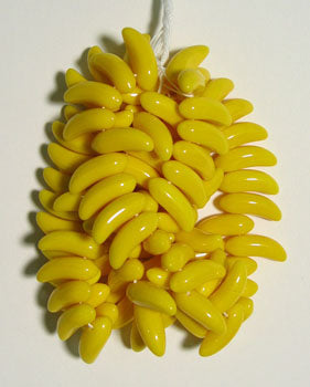 Glass Bead Banana 6x17mm Opaque Yellow - Strung