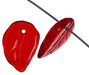 Glass Bead Leaves 3x14mm  Ruby - Strung