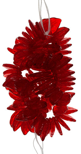 Glass Bead Leaves 3x14mm  Ruby - Strung