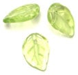 Glass Bead Leaves 3x14mm  Olivine - Strung