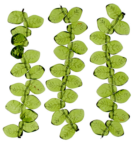 Glass Leaves 9x14mm Strung