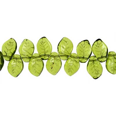Glass Leaves 9x14mm Strung