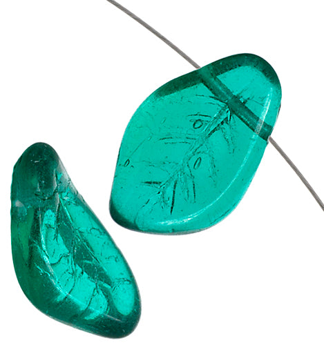 Glass Leaves 9x14mm Strung