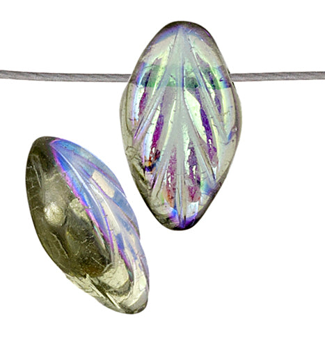 Glass Bead Leaf 11x7mm Strung