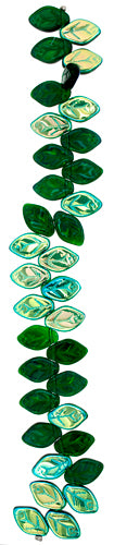 Glass Bead Leaf 12x7mm Strung