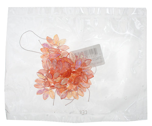 Glass Bead Leaf 6x12mm Crystal Pink AB Hole Side To Side Strung