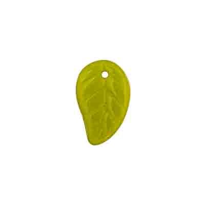 Glass Leaves 14x9mm Opaque Green Strung