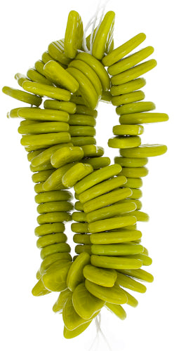 Glass Leaves 14x9mm Opaque Green Strung