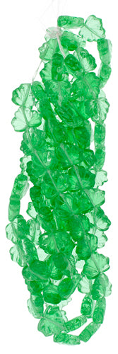 Glass Leaves 11x13mm Transparent Green Strung