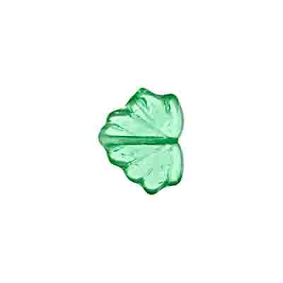 Glass Leaves 11x13mm Transparent Green Strung