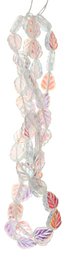 Glass Leaves 11x8mm Strung Transparent