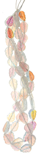 Glass Leaves 11x8mm Strung Transparent
