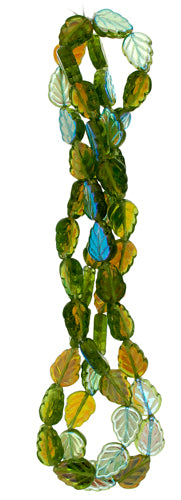 Glass Leaves 11x8mm Strung Transparent