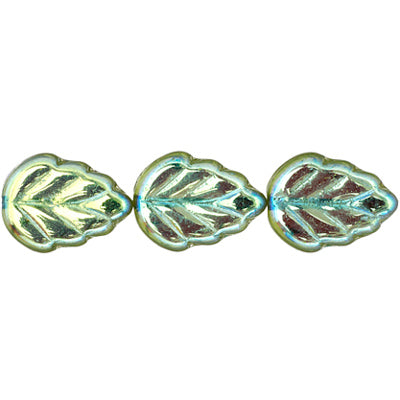 Glass Leaves 11x8mm Strung Transparent
