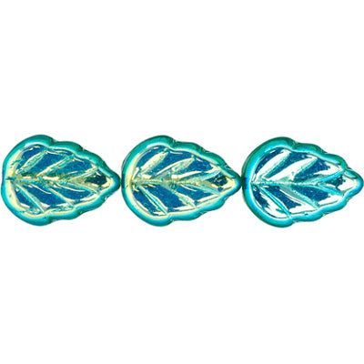 Glass Leaves 11x8mm Strung Transparent