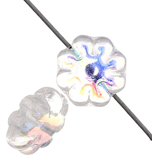Glass Daisy 9mm Strung Bead Aurora Borealis