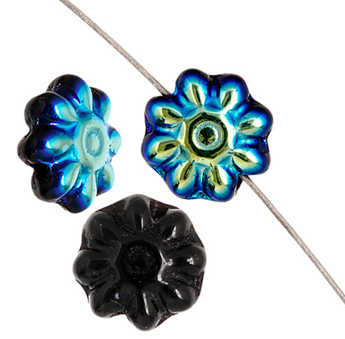 Glass Daisy 9mm Strung Bead Aurora Borealis