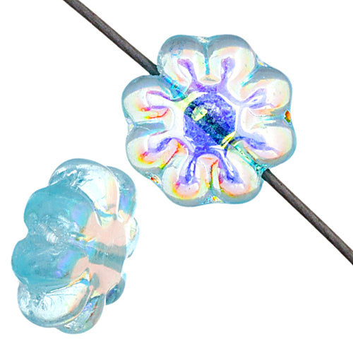 Glass Daisy 9mm Strung Bead Aurora Borealis