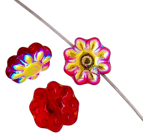 Glass Daisy 9mm Strung Bead Aurora Borealis