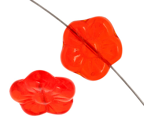 Glass Flower Bead 15mm Strung