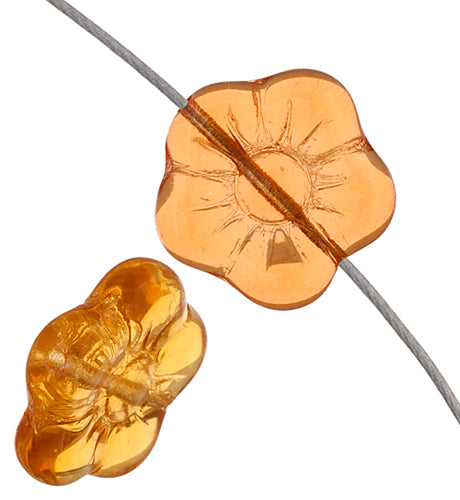 Glass Flower Bead 15mm Strung