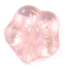 Glass Flower Bead 15mm Crystal/Pink Strung