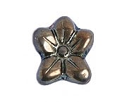 Glass Bead Flower 12x14mm Strung Metal Effect