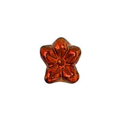 Glass Bead Flower 12x14mm Strung Metal Effect