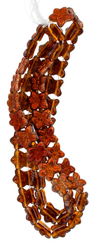 Glass Bead Flower 12x14mm Strung Metal Effect