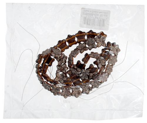 Glass Bead Flower 12x14mm Strung Metal Effect