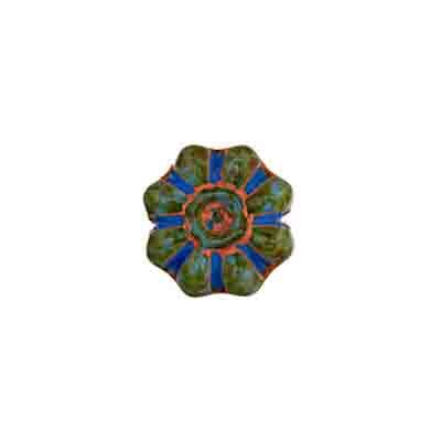 Glass Bead Flower 12mm Blue Marble Strung