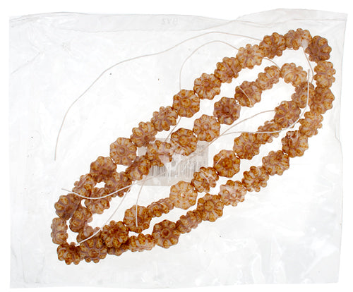 Glass Bead Flower 12mm Beige Marble Strung