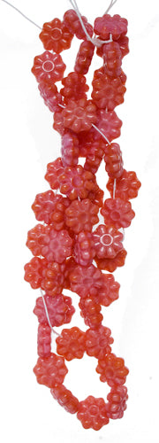 Glass Bead Flower 12mm Rose Stripe Strung